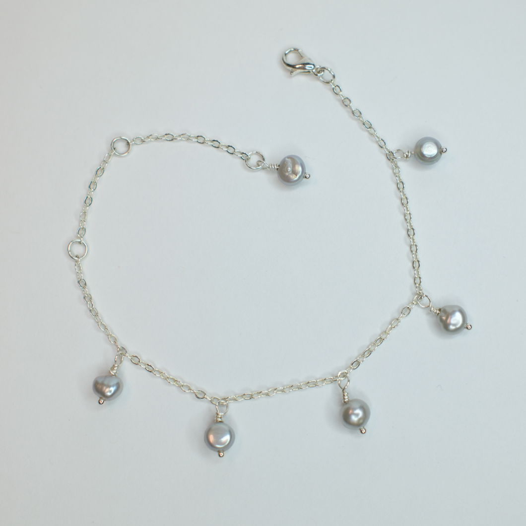 Silver Pearls charm bracelet