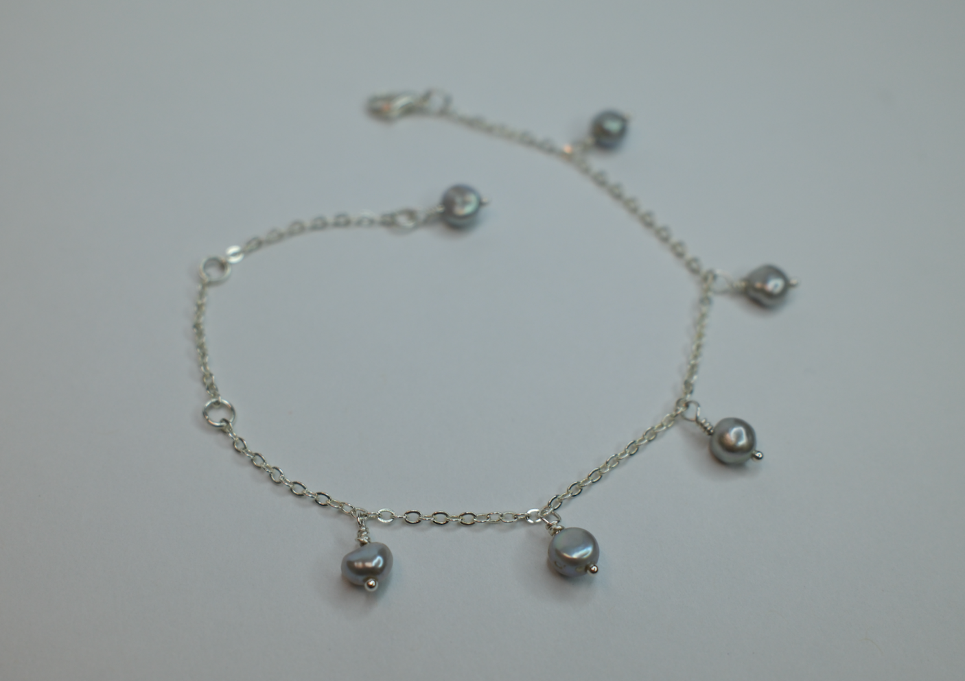 Silver Pearls charm bracelet