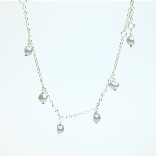 Baroque Silver Pearl drop Necklace