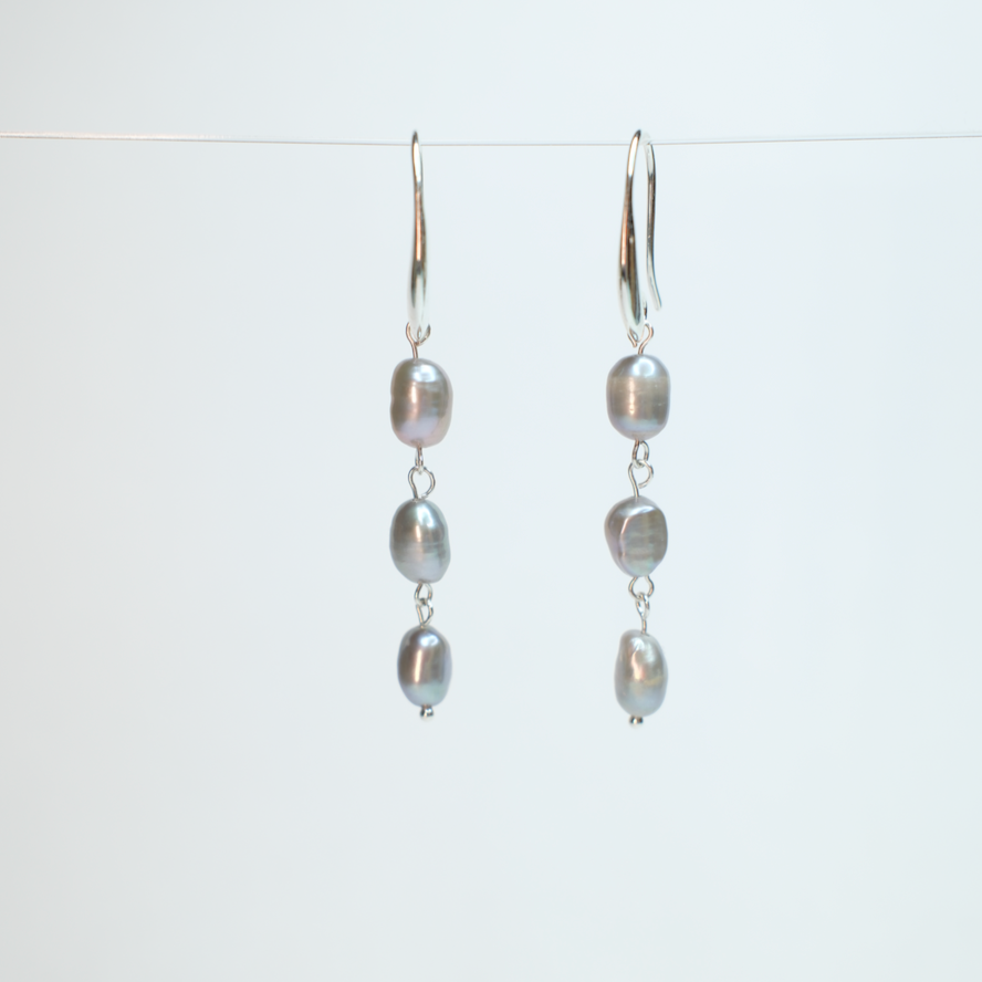 Baroque Silver Drop Earring