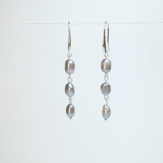 Baroque Silver Drop Earring