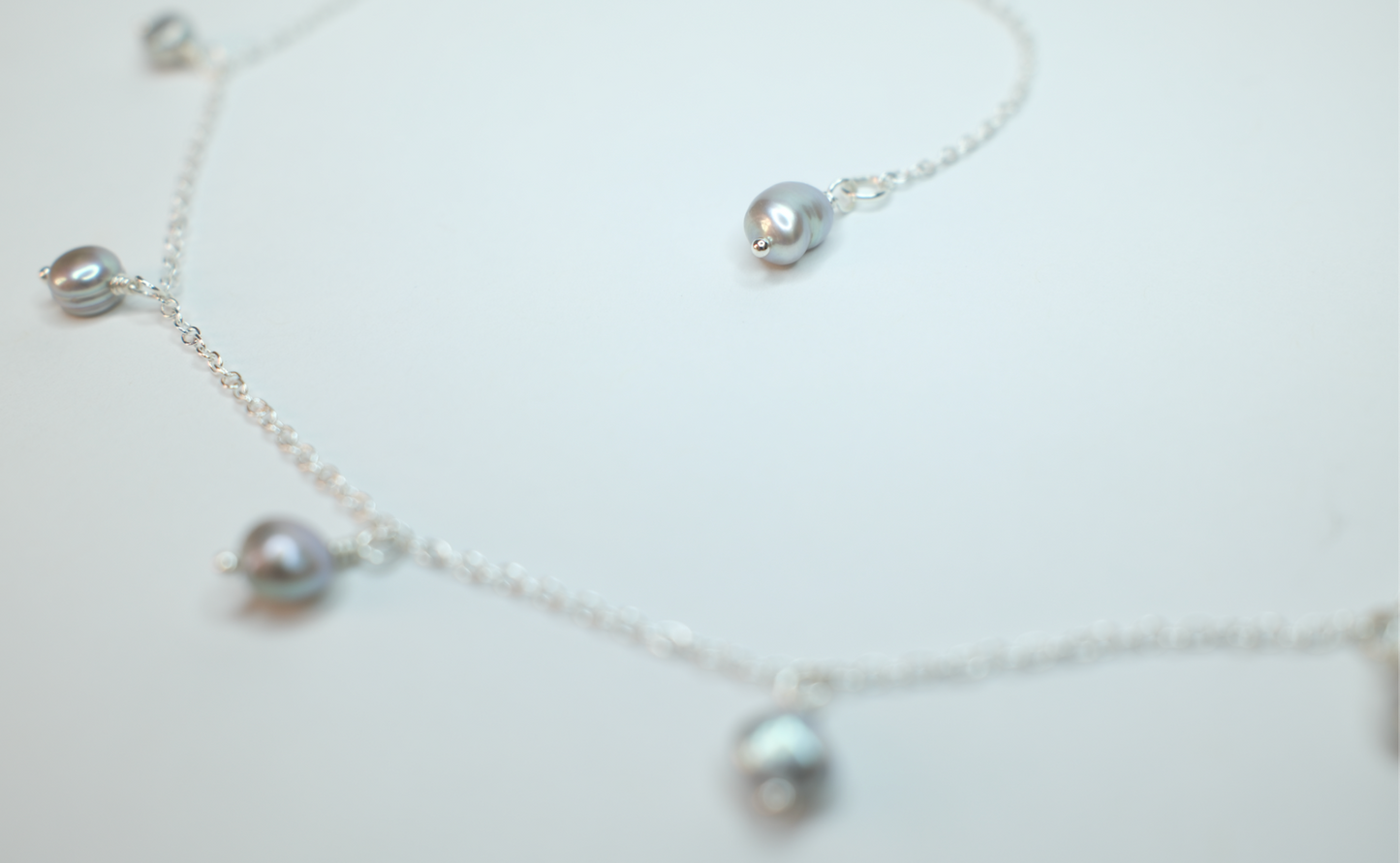 Baroque Silver Pearl drop Necklace