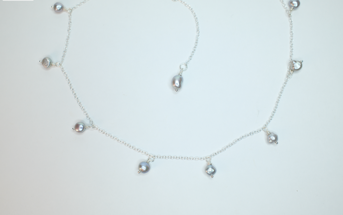 Baroque Silver Pearl drop Necklace