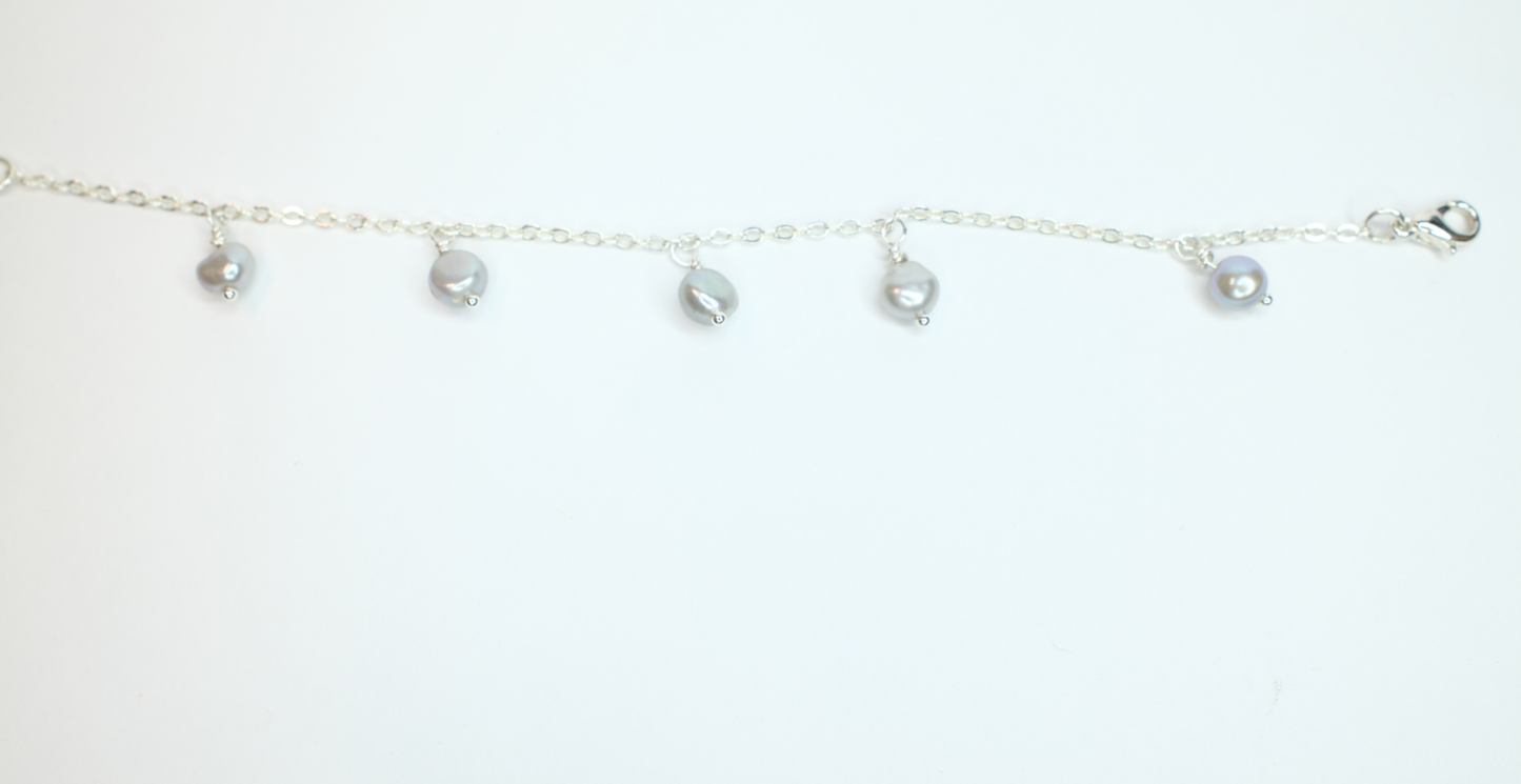 Baroque Silver Pearl drop Necklace