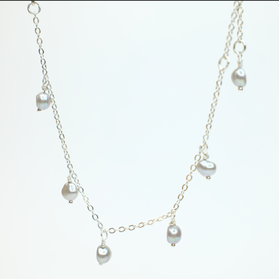 Baroque Silver Pearl drop Necklace