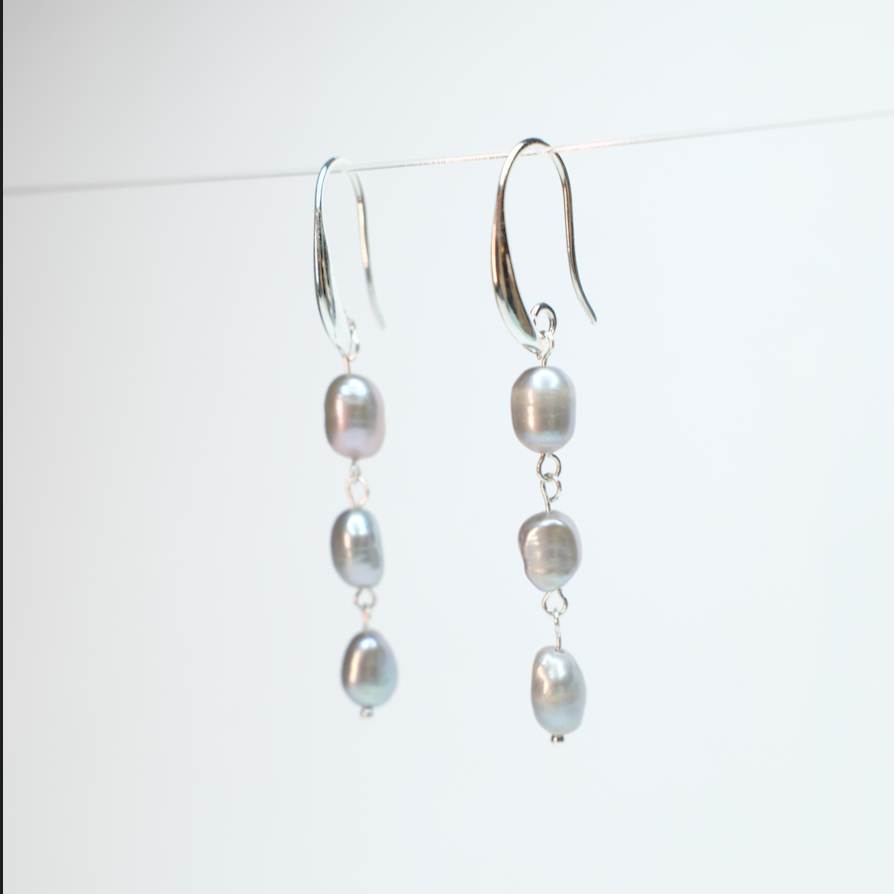 Baroque Silver Drop Earring