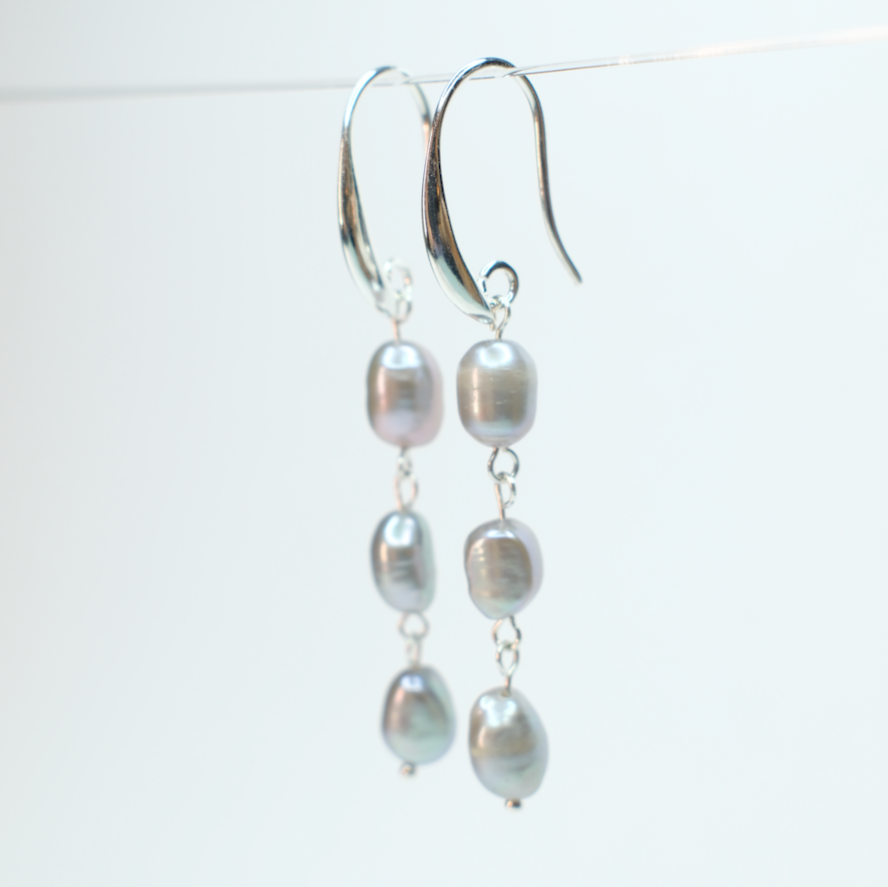 Baroque Silver Drop Earring