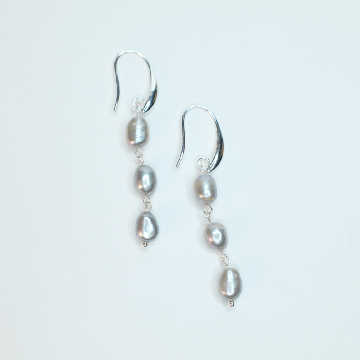 Baroque Silver Drop Earring