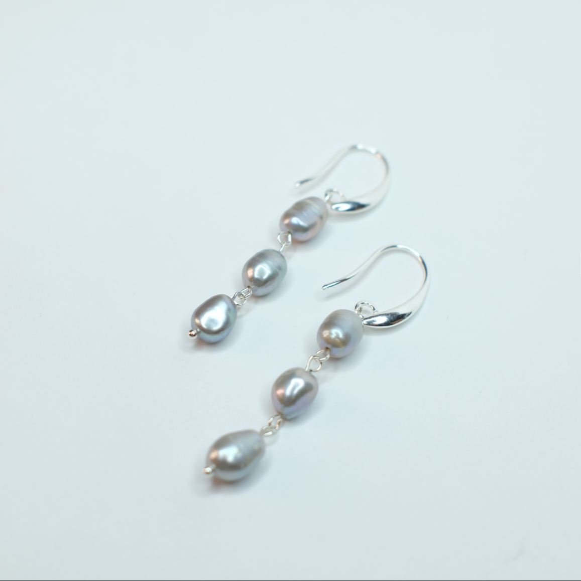 Baroque Silver Drop Earring